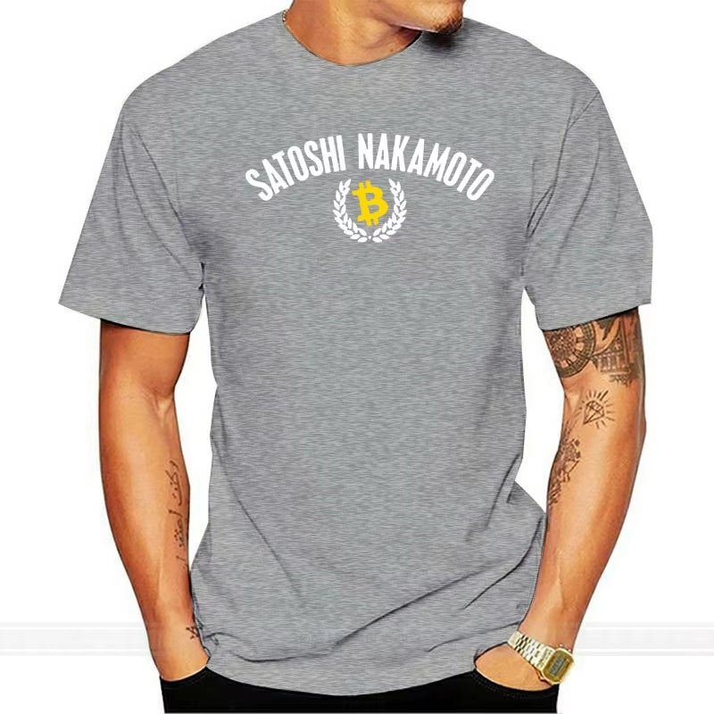 Satoshi Nakamoto T-Shirt - BTC Bitcoin Cryptocurrency Blockchain - 6 Colours Fashion T-Shirt Men Cotton Brand Teeshirt