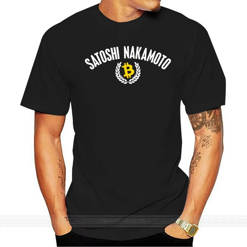 Satoshi Nakamoto T-Shirt - BTC Bitcoin Cryptocurrency Blockchain - 6 Colours Fashion T-Shirt Men Cotton Brand Teeshirt