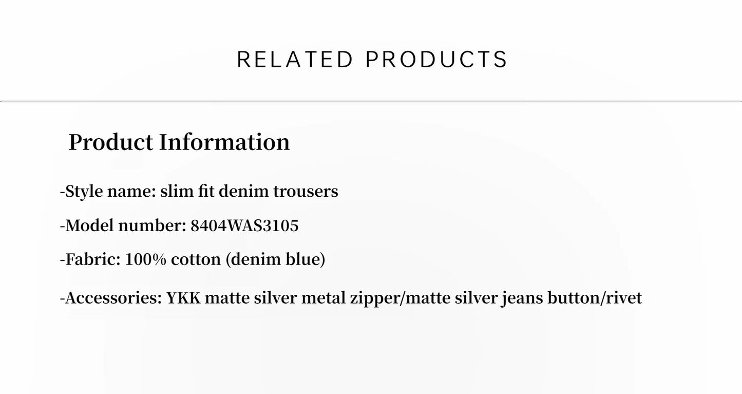 Classic Retro Old Money Style, Craft Washed Organic Cotton, Retro Straight Slim Jeans