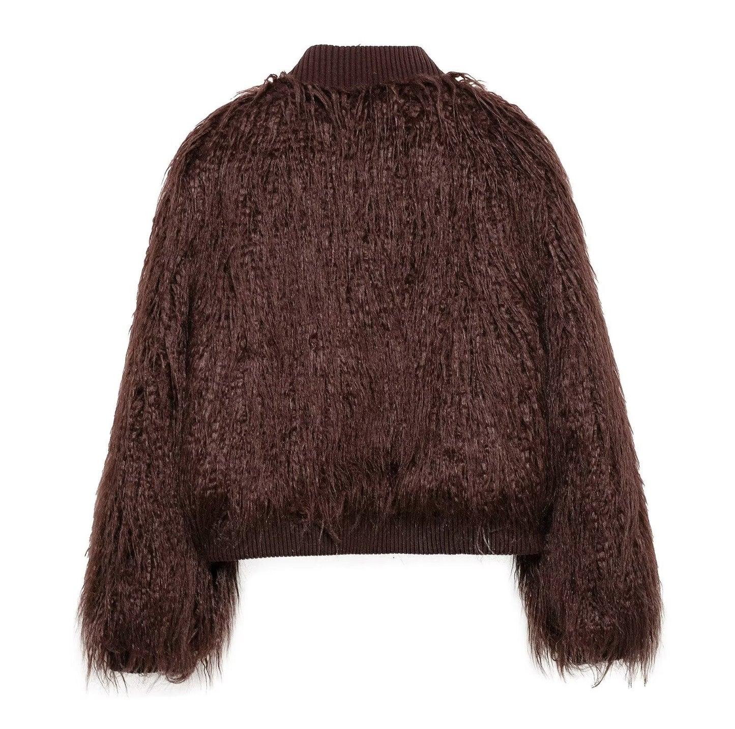 Brown Stand-Up Collar Jacket For Women, Gramercy, BYMANYC New York.