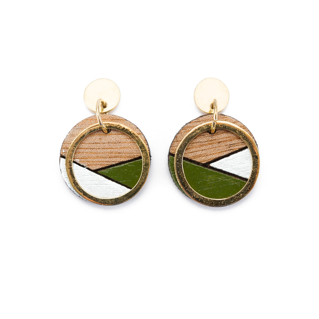 Conture Recycled Wood Gold Plated Earrings (4 Colours Available)-1