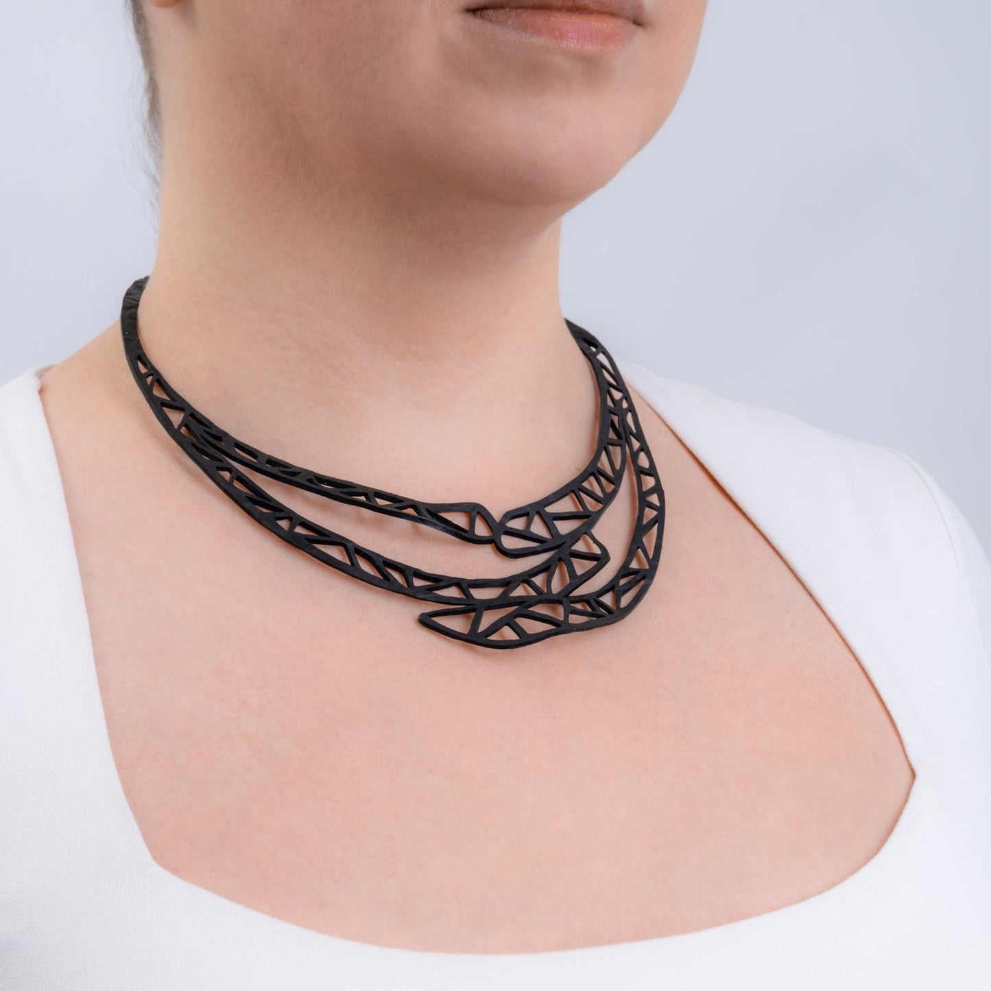 Lea Geometric Recycled Rubber Necklace-0