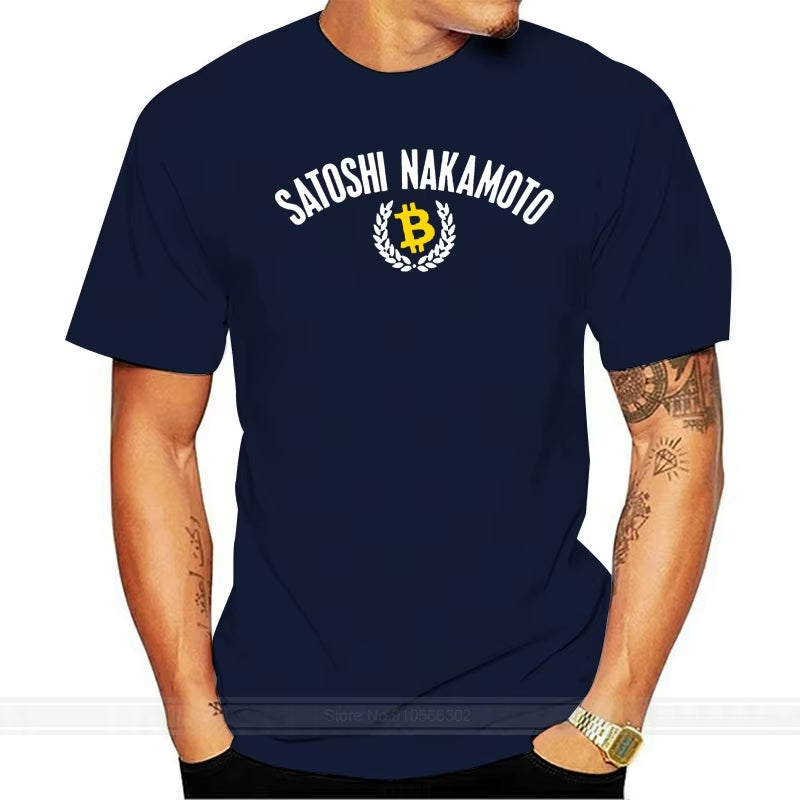 Satoshi Nakamoto T-Shirt - BTC Bitcoin Cryptocurrency Blockchain - 6 Colours Fashion T-Shirt Men Cotton Brand Teeshirt