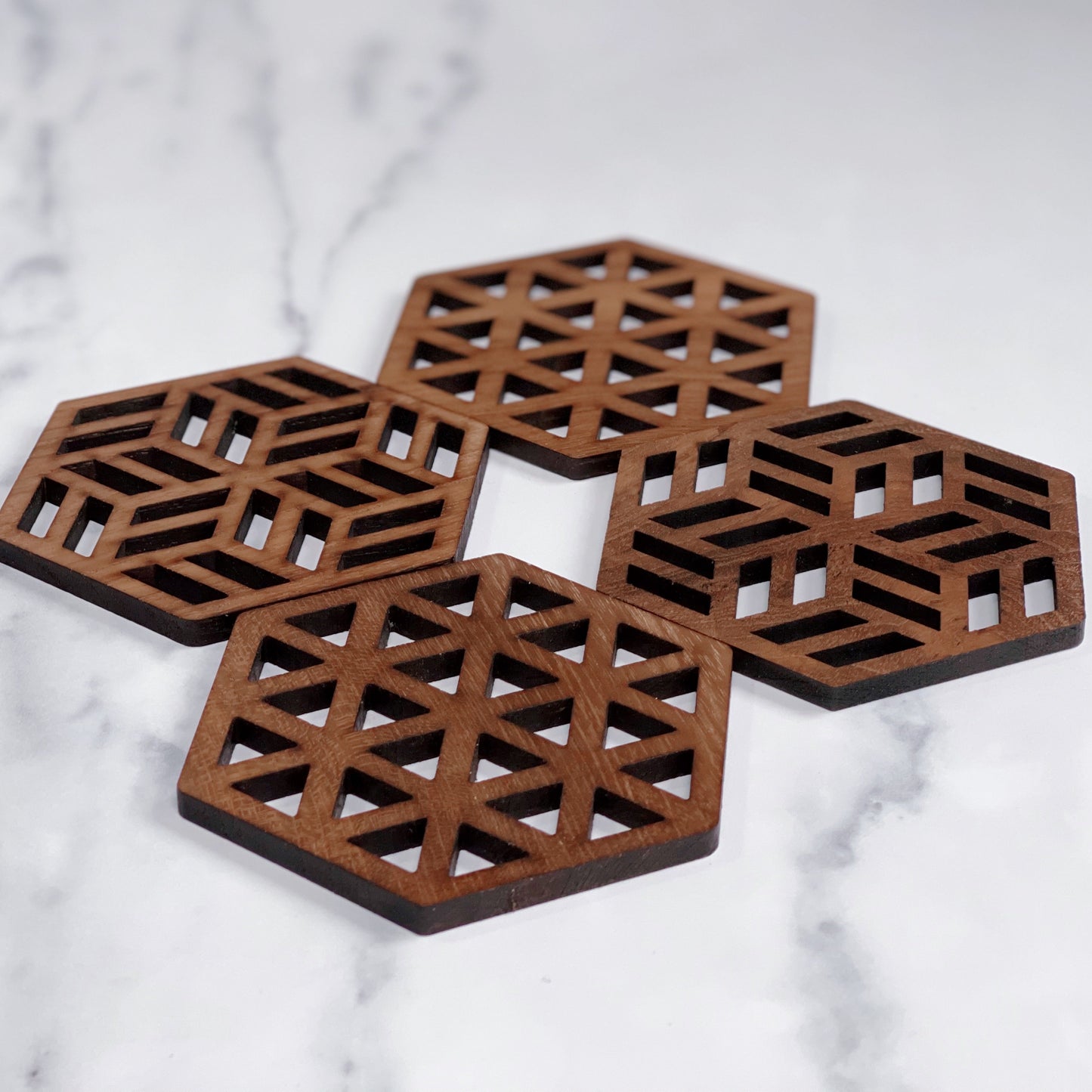 Zeta Upcycled Teak Wood Coasters - Set of 2 or 4-1