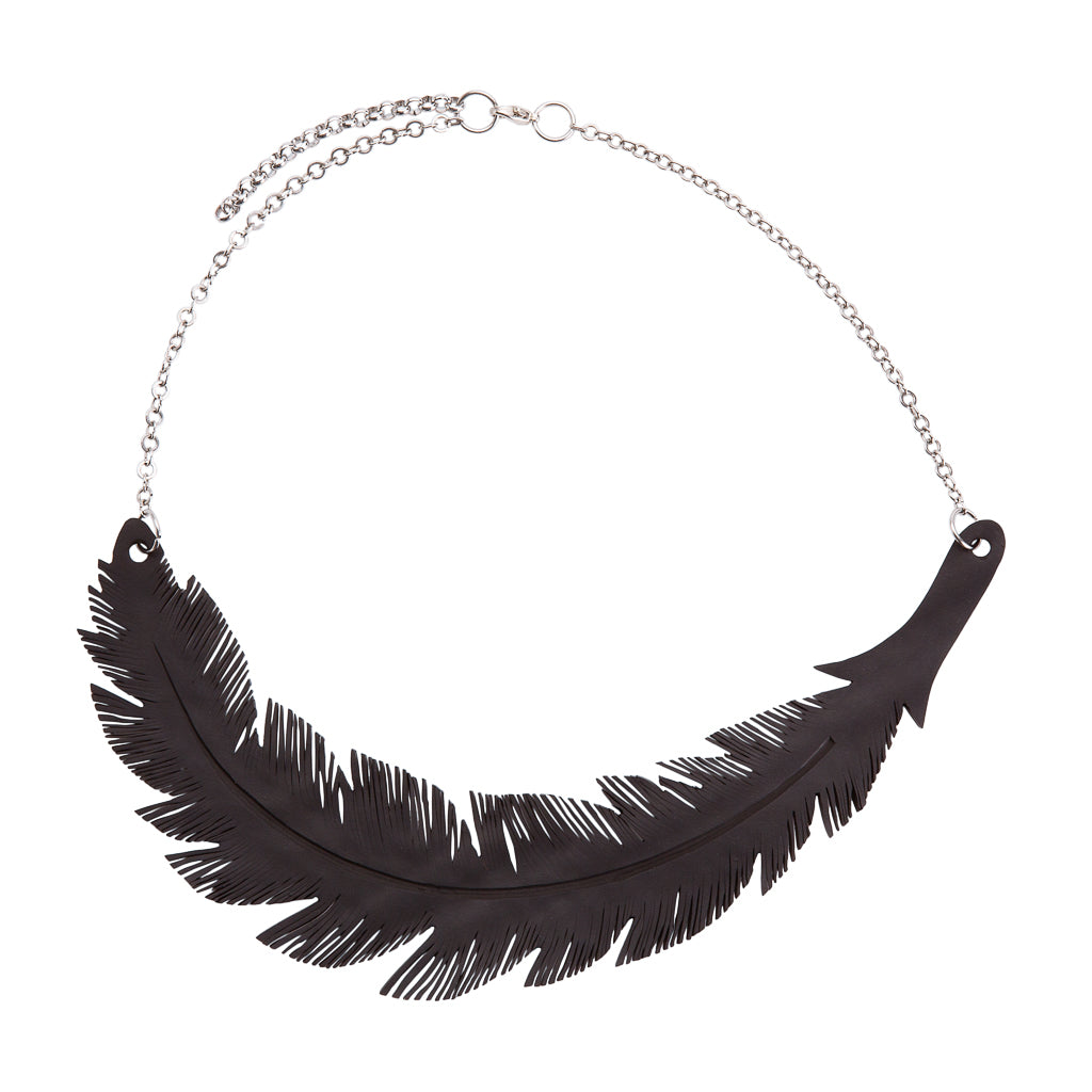 Angel Upcycled Inner Tube Feather Necklace-1