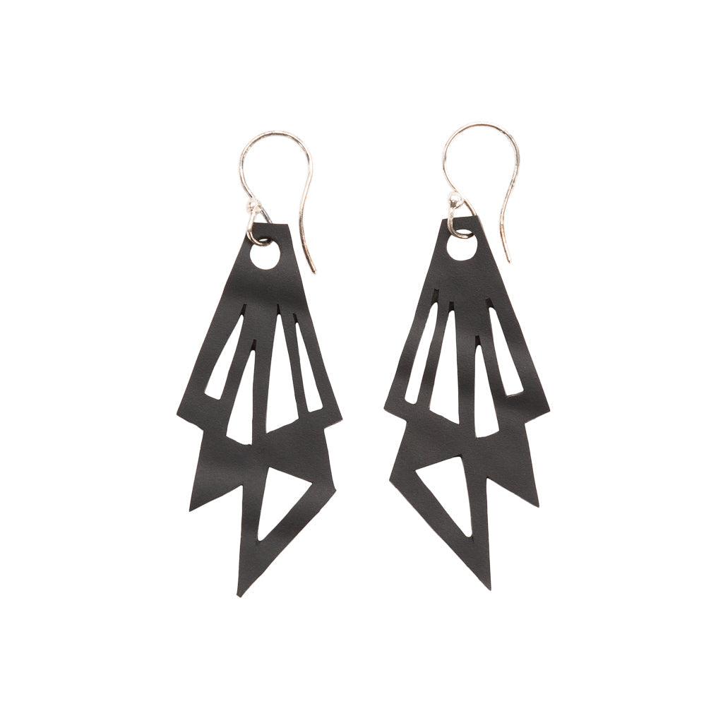 Cubism Recycled Rubber Geometric Earrings-1