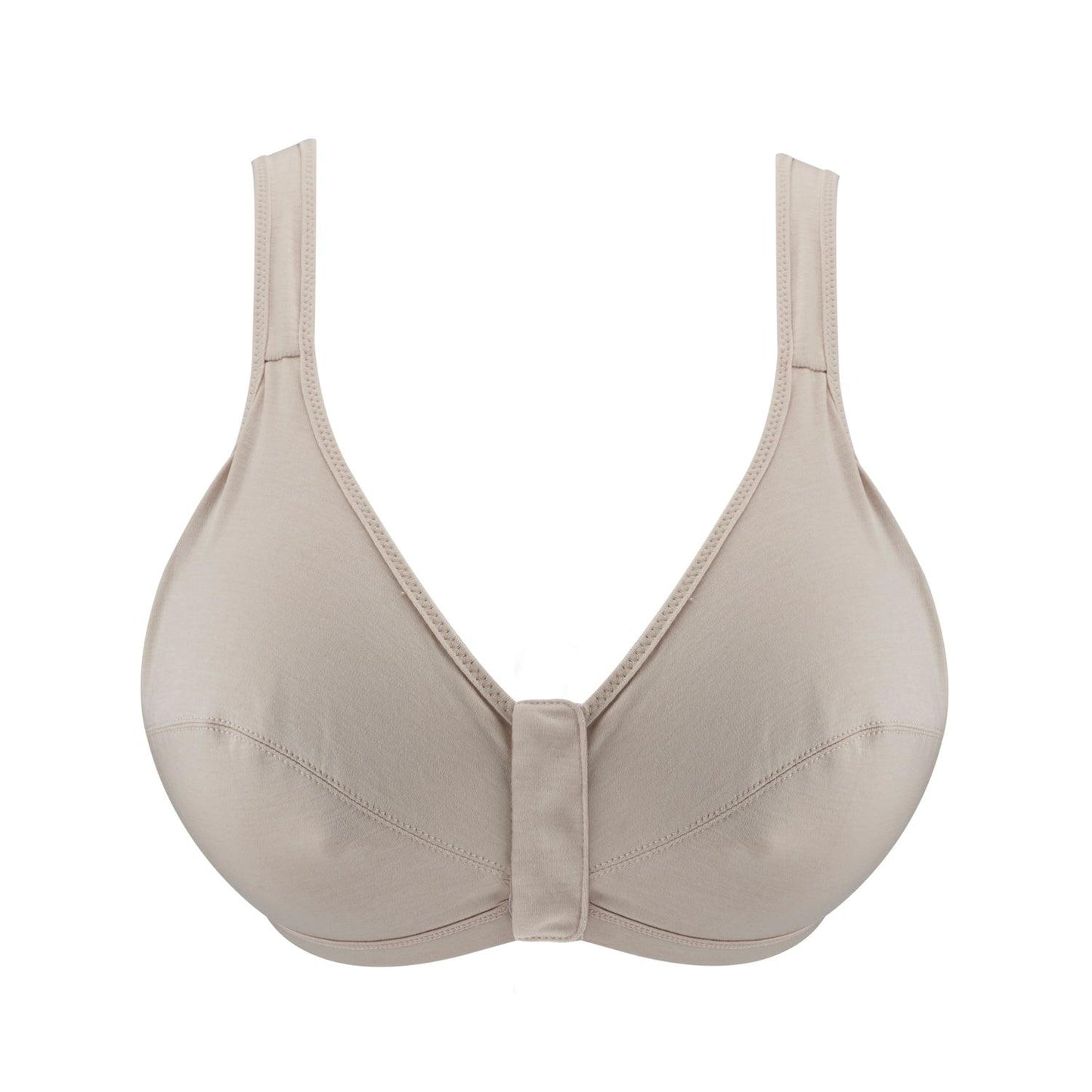 Ivory - Full Cup Front Closure Silk & Organic Cotton Wireless Bra-0