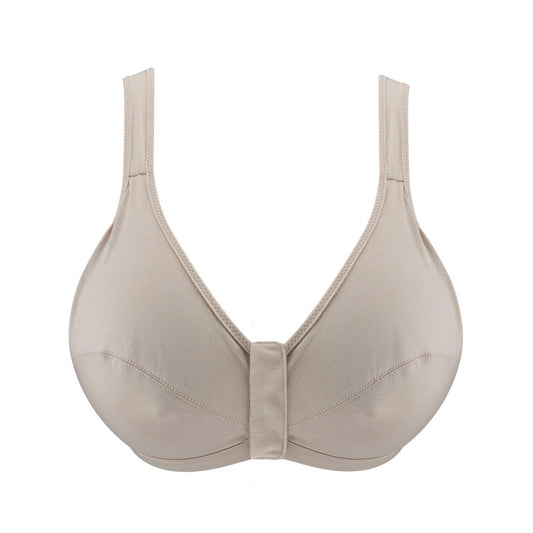 Ivory - Full Cup Front Closure Silk & Organic Cotton Wireless Bra-0