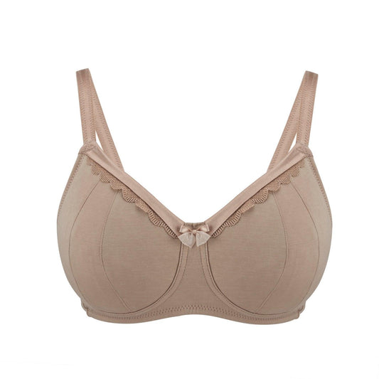 Warm Golden-Supportive Non-Wired Silk & Organic Cotton Full Cup Bra with removable paddings-0