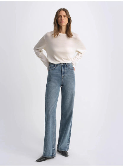 Classic Retro Old Money Style, Craft Washed Organic Cotton, Retro Straight Slim Jeans