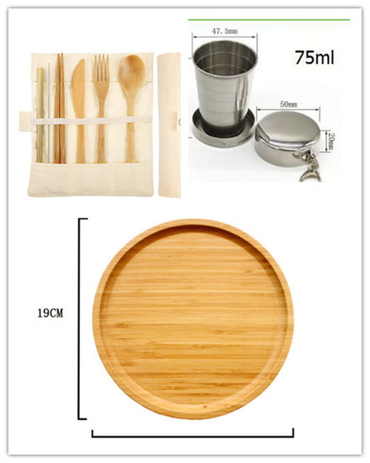 Bamboo Square round Tray Dinner Plate