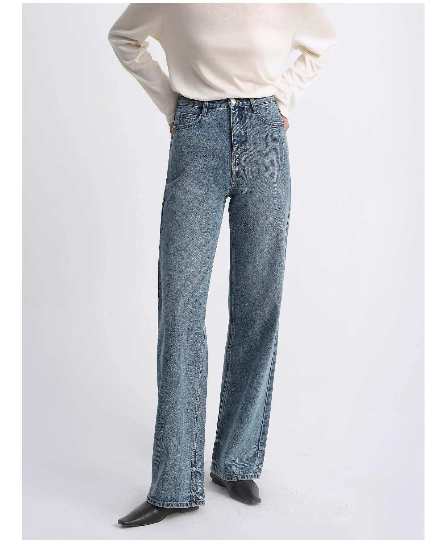 Classic Retro Old Money Style, Craft Washed Organic Cotton, Retro Straight Slim Jeans