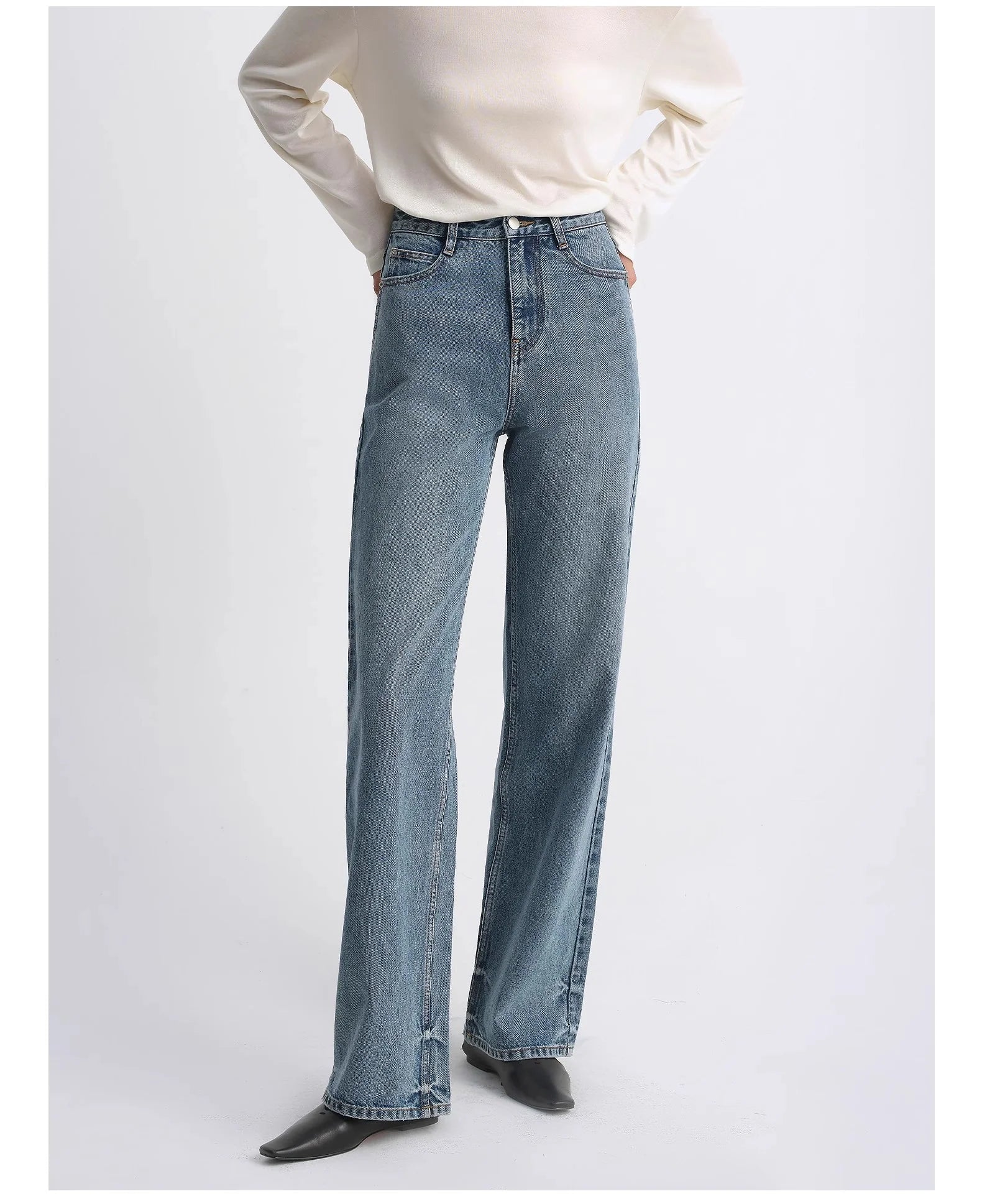 Classic Retro Old Money Style, Craft Washed Organic Cotton, Retro Straight Slim Jeans