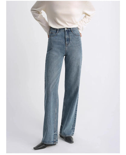 Classic Retro Old Money Style, Craft Washed Organic Cotton, Retro Straight Slim Jeans