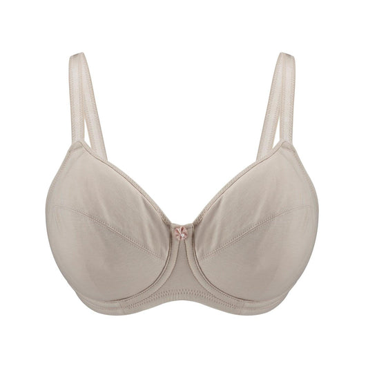 Ivory-Underwired Silk & Organic Cotton Full Cup Bra with removable paddings-0