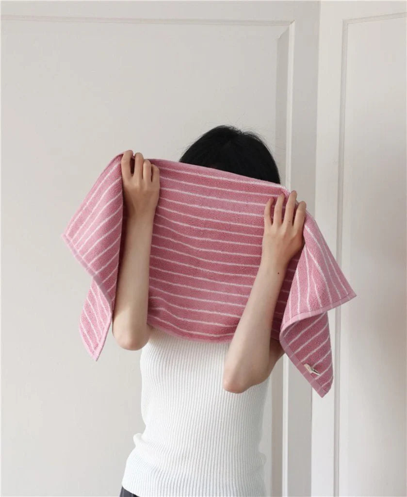 Ultra Soft Absorbent Retro Stripe Bath Towel - 100% Organic Cotton