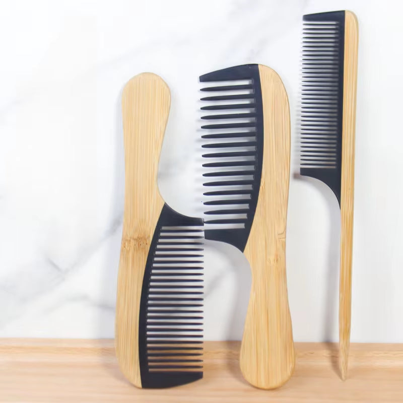Natural Bamboo Wooden Tail Hair Combs Anti-Static Hairs Care Healthy Massage Close-Tooth Comb Professional Barber Styling Tools