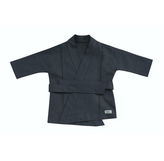 Ramie Baby/Kid Kimono - Charcoal-0