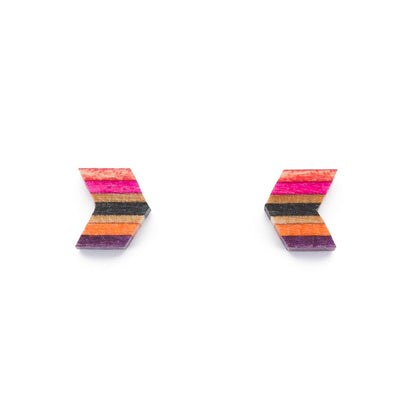 Arrow Colourful Recycled Skateboard Stud Earrings-1
