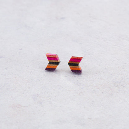 Arrow Colourful Recycled Skateboard Stud Earrings-3