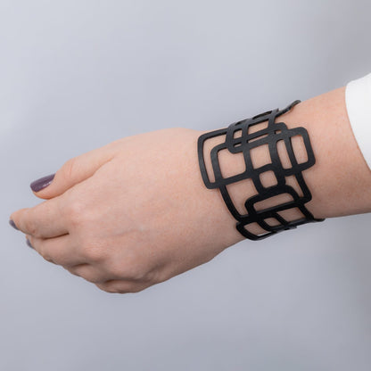 Belinda Geometric Recycled Rubber Bracelet-0