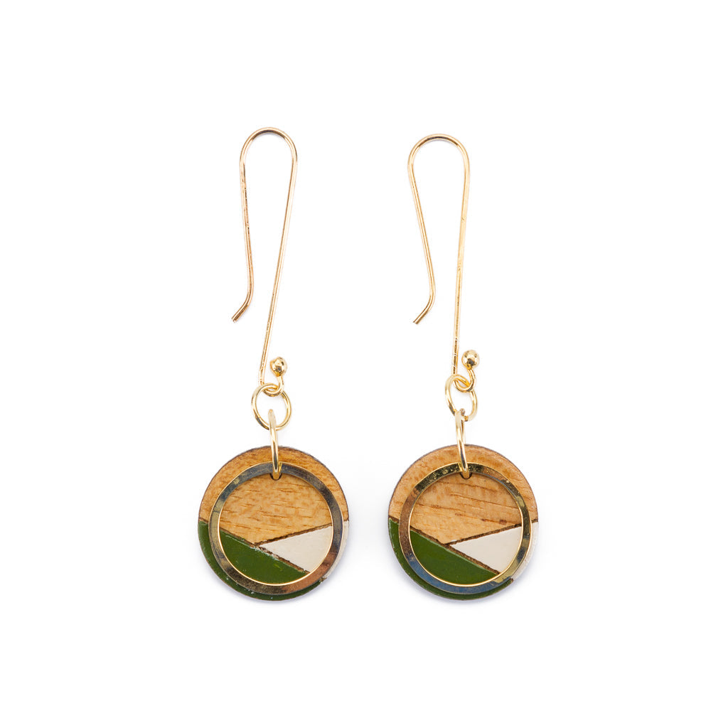 Conture Recycled Wood Gold Dangle Earrings (4 Colours available)-4