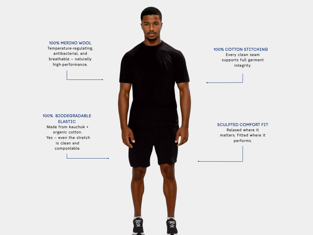 Men's Merino Wool Sports T-shirt - Dark Blue-1