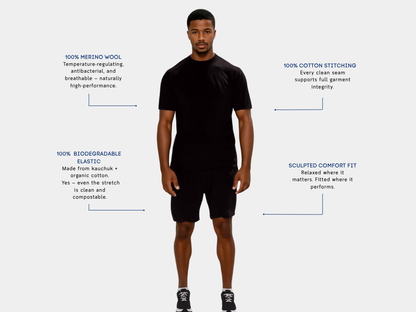 Men's Merino Wool Sports T-shirt - Dark Blue-1