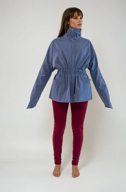 Single-Panel Cotton Windbreaker with Lyocell/Wool Lining - Light Blue-2