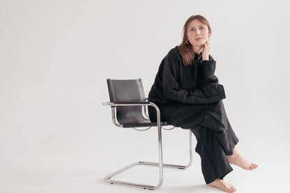 Silk/Linen Clothing Set - Black-1