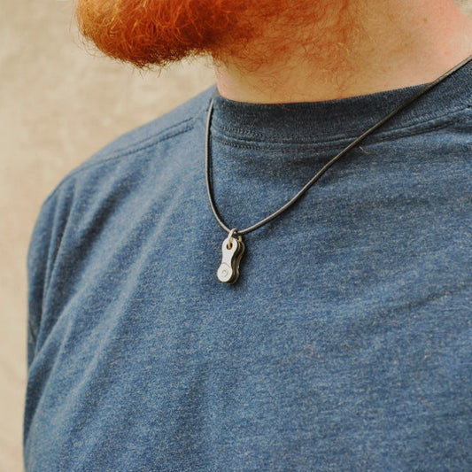Lone Rider Recycled Bike Chain Pendant Necklace-0