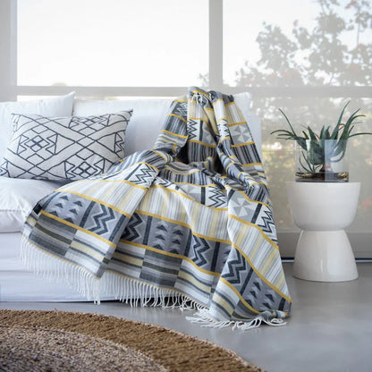Throw Blanket | Ghana Kente Wild Dove Nugget Gold Throw | 150x165cm-0