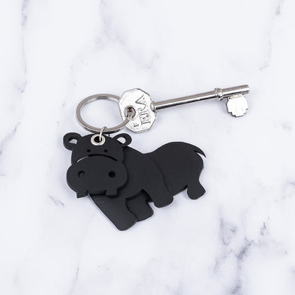 Hippo 3D Recycled Rubber Vegan Keyring-1