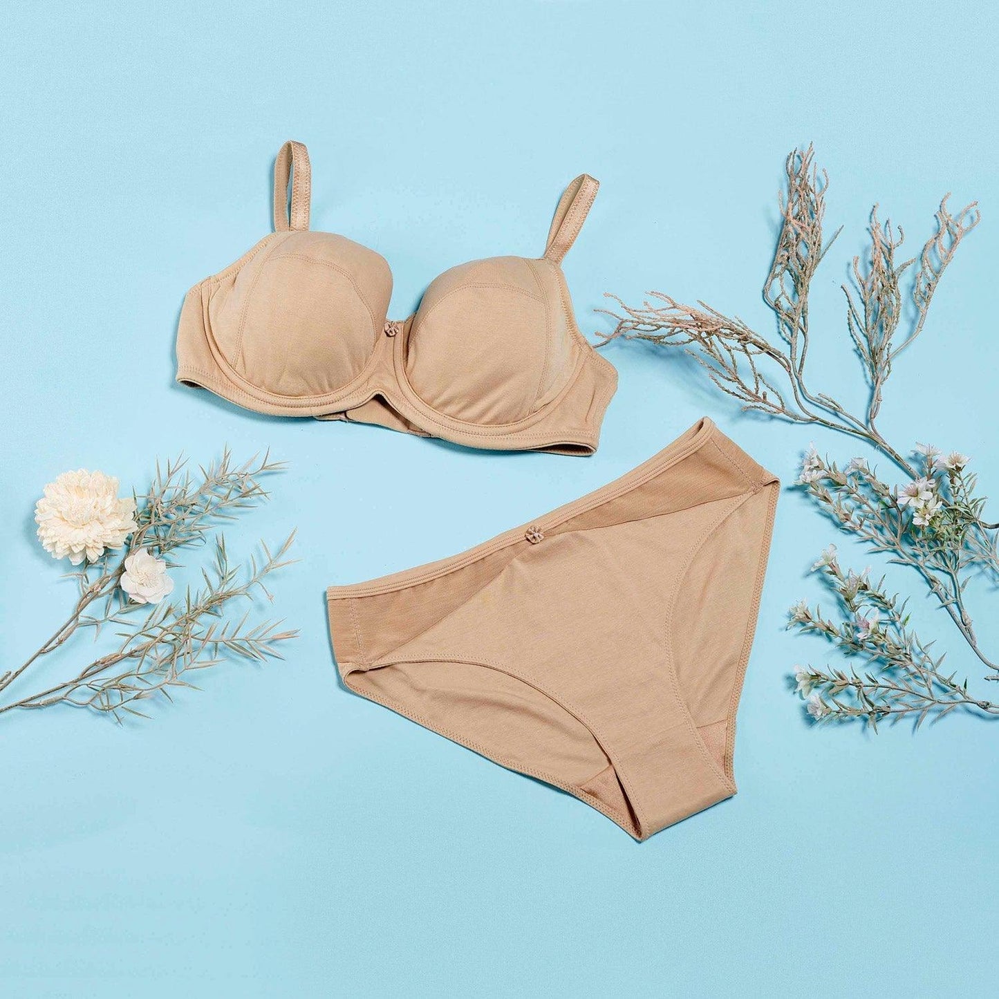 Shell-Underwired Silk & Organic Cotton Full Cup Bra with removable paddings-2