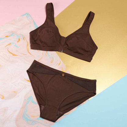 Cocoa - Full Cup Front Closure Silk & Organic Cotton Wireless Bra-1