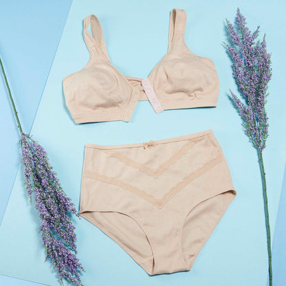 Ivory - Full Cup Front Closure Silk & Organic Cotton Wireless Bra-1