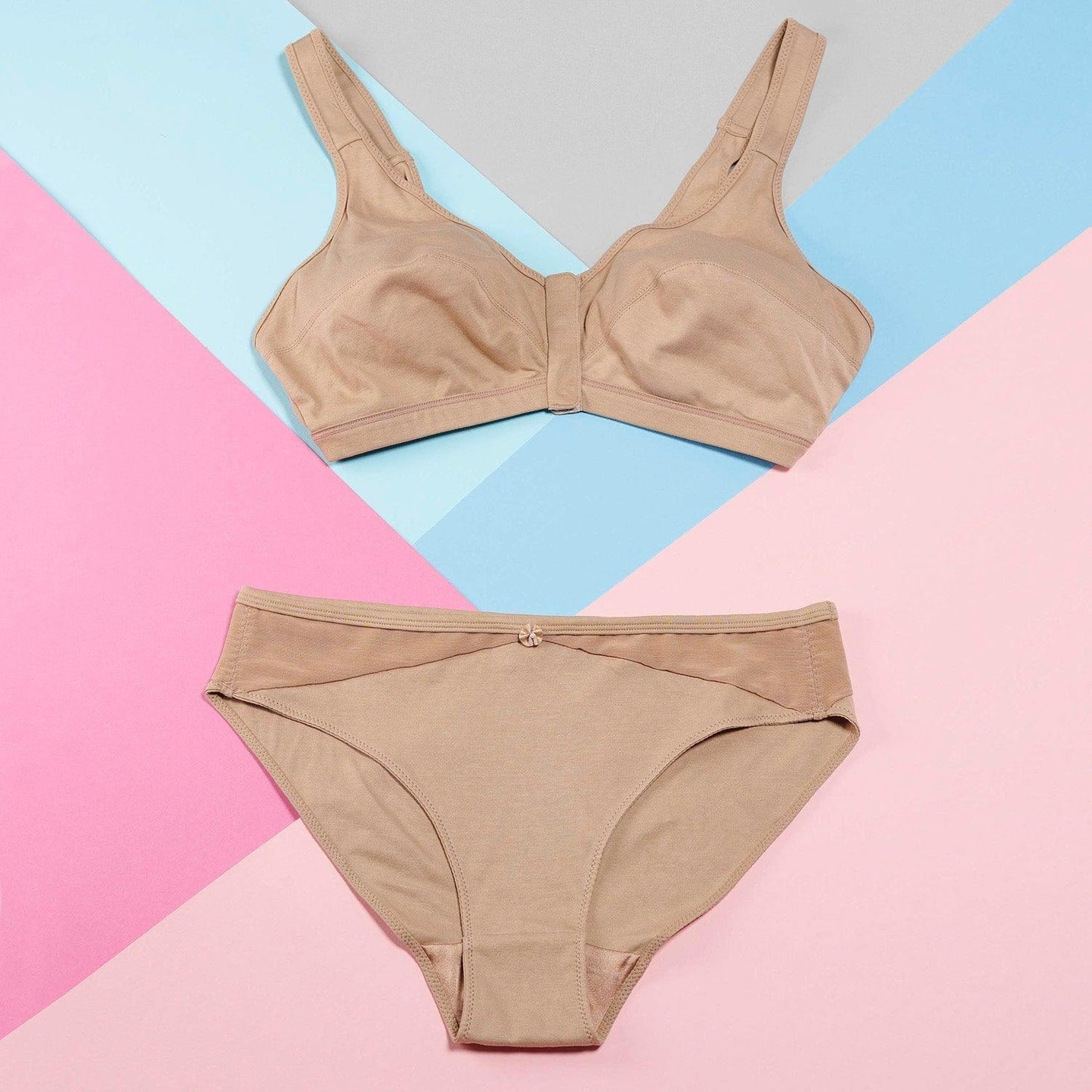 Warm Golden - Full Cup Front Closure Silk & Organic Cotton Wireless Bra-3