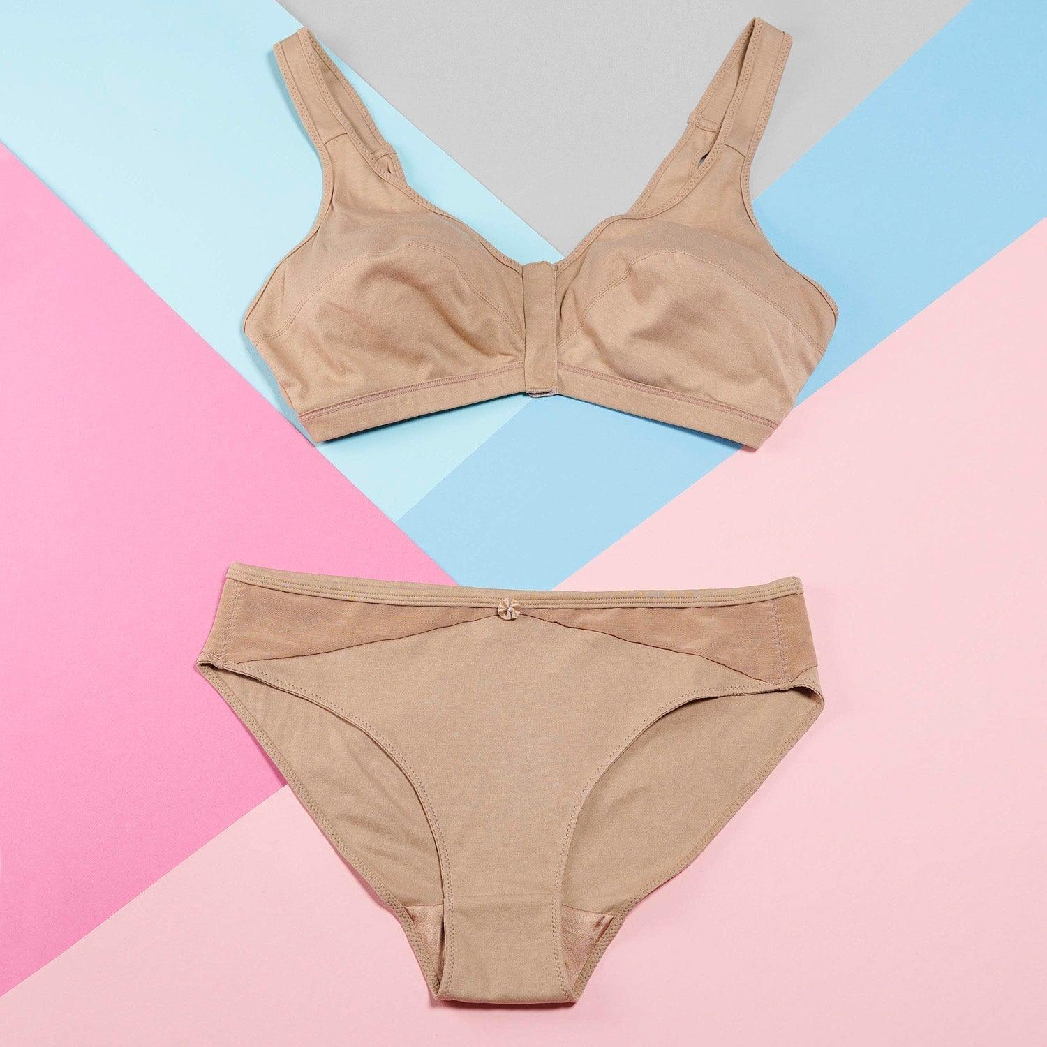 Warm Golden - Full Cup Front Closure Silk & Organic Cotton Wireless Bra-3