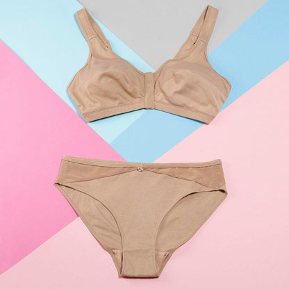 Warm Golden - Full Cup Front Closure Silk & Organic Cotton Wireless Bra-3