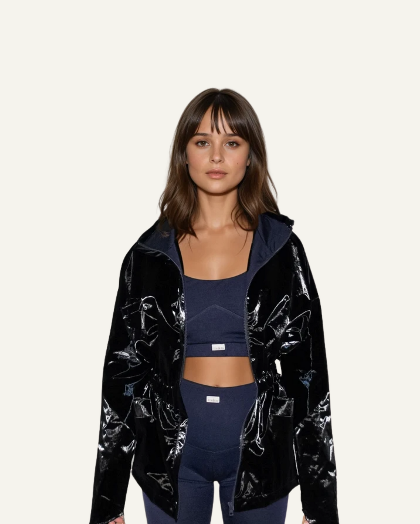 Single-Panel Cotton Windbreaker with Merino Wool Lining - Black-0