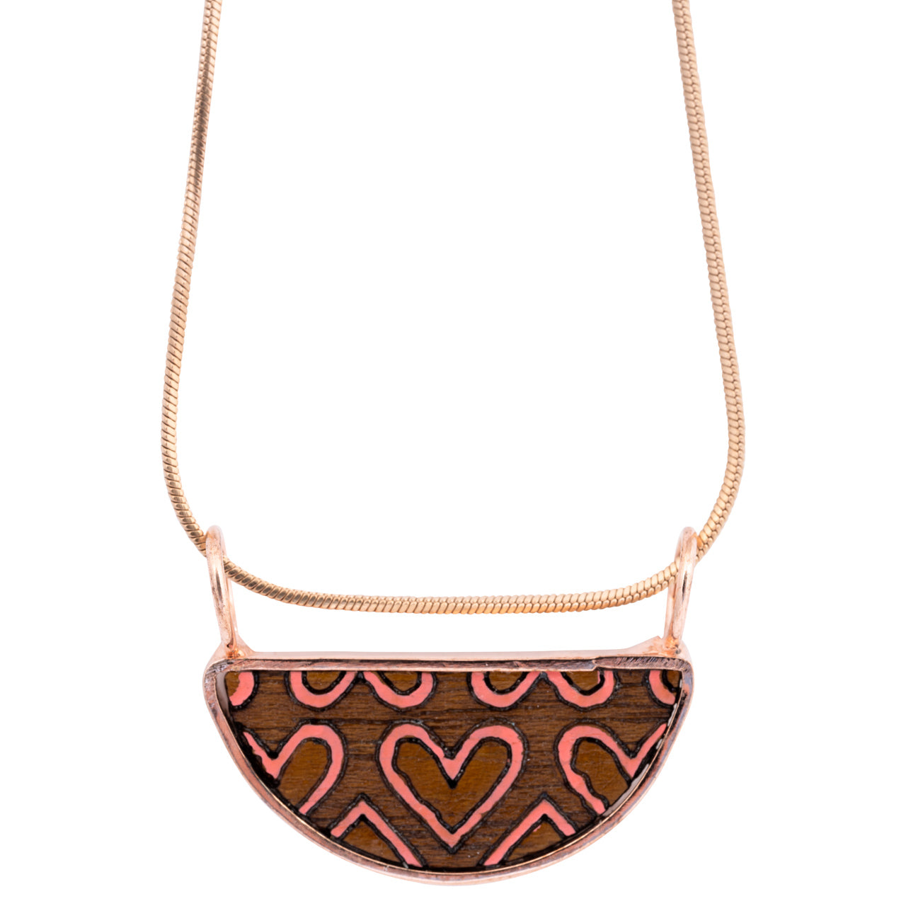 Love Recycled Wood Rose Gold Necklace-1