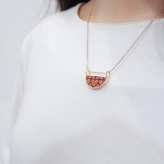 Love Recycled Wood Rose Gold Necklace-0