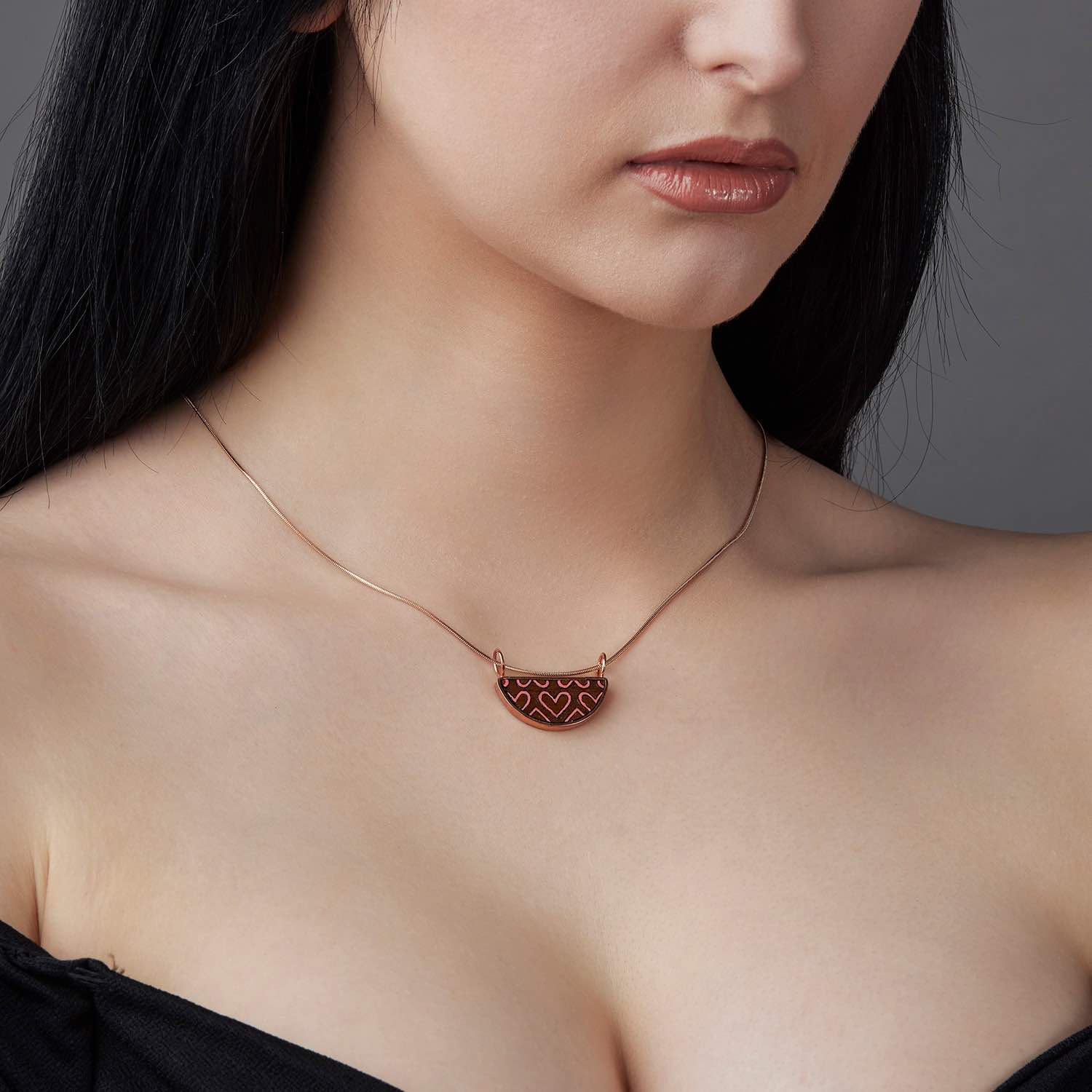 Love Recycled Wood Rose Gold Necklace-2