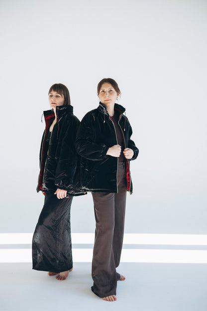 Women's Wool Puff Jacket - Black - Natural, Non-Toxic & Insulated with 100% Wool-2