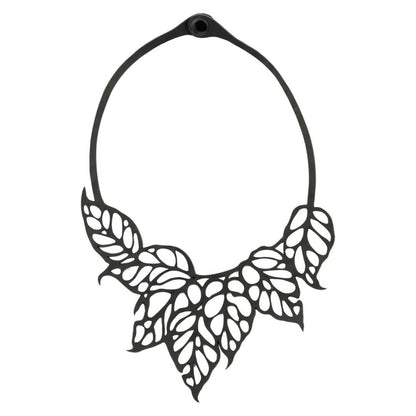 Monstera Leaf Upcycled Inner Tube Statement Necklace-1