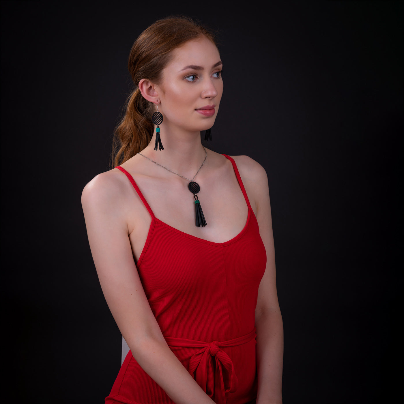 Lunar Rubber Tassel Necklace-0