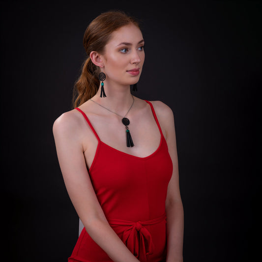 Lunar Rubber Tassel Necklace-0