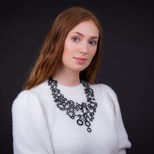 Octa Handcraft Black Statement Necklace-0