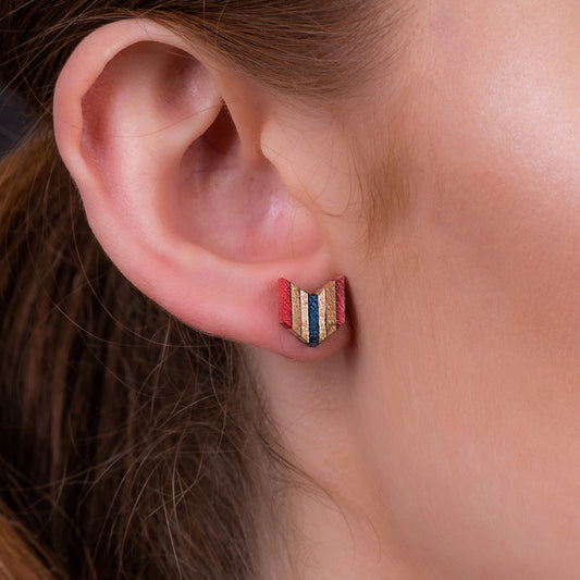 Arrow Colourful Recycled Skateboard Stud Earrings-0