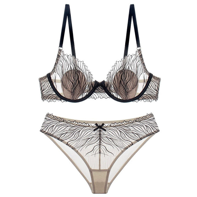 Plus Size Lace Bra Set with Leopard Print Minimizer For Women, Tribeca, BYMANYC New York.-2